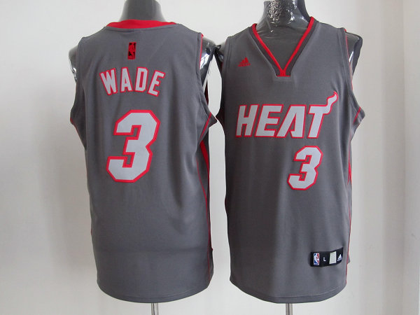  NBA Miami Heat 3 Dwyane Wade Graystone II Fashion Swingman Jersey